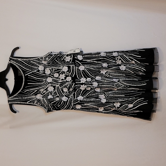 ADRIANNA Papell Black Ivory Beaded Halter Dress - Picture 5 of 12